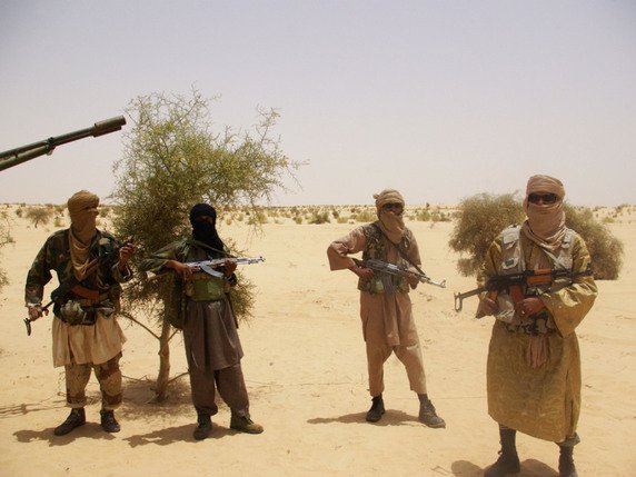 Les djihadistes d'Ansar Dine sont alliés à Aqmi, soit Al-Qaïda au Maghreb islamique (sym, arch). © /AP