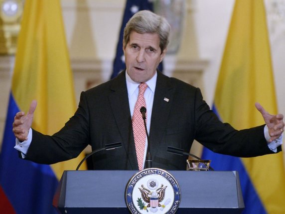 Le secrétaire d'Etat américain John Kerry s'est entretenu avec son homologue russe notamment. © KEYSTONE/EPA/OLIVIER DOULIERY