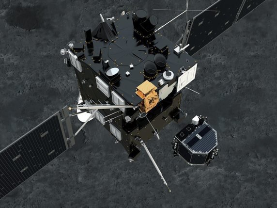 Après dix ans de voyage comme passager de la sonde Rosetta, Philae s'était posée le 12 novembre 2014 sur la comète 67P/Tchourioumov-Guérassimenko (archives). © KEYSTONE/EPA/ESA / ATG MEDIALAB / HANDOUT