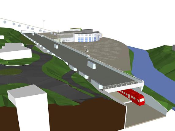 Dans la nouvelle gare terminus du Châble, tout ce qui se trouve actuellement en surface sera en sous-sol. © TMR-Bagnes