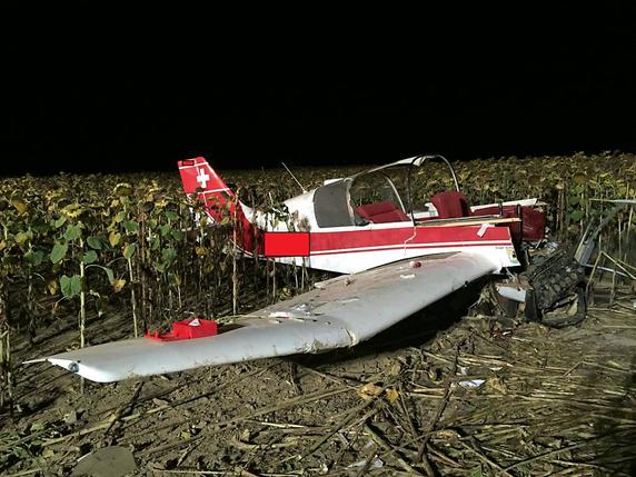 L'avion s'est écrasé peu après son décollage à 19h00 de Neunkirch. © Police cantonale de Schaffhouse