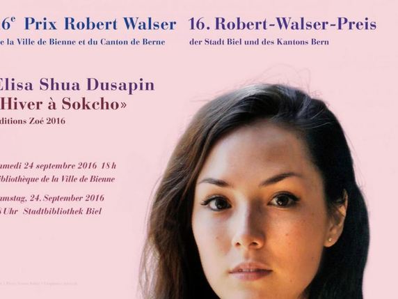 Elisa Shua Dusapin reçoit le Prix Walser 2016 pour son livre "Hiver à Sokcho". © Prix Walser
