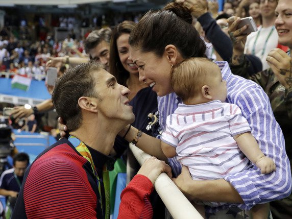 Michael Phelps à Rio avec son épouse et son fils © KEYSTONE/AP/MATT SLOCUM