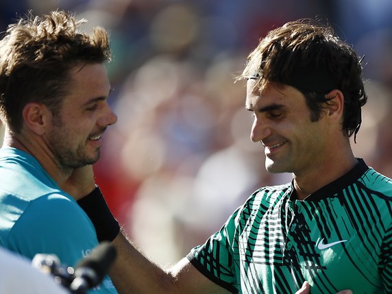 Stan Wawrinka et Roger Federer: rendez-vous en demi-finale © KEYSTONE/EPA/LARRY W. SMITH