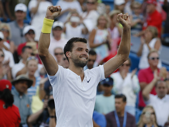 Grigor Dimitrov célèbre sa victoire au Masters 1000 de Cincinnati © KEYSTONE/AP/JOHN MINCHILLO