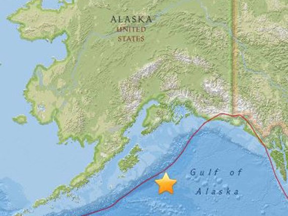 L'épicentre du tremblement de terre a été localisé à 256 km au sud-est de Chiniak et à une profondeur de 10 km, précise l'USGS. © KEYSTONE/EPA USGS/USGS / HANDOUT