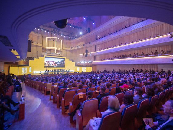 La cérémonie des Swiss Music Awards s'est déroulée au Centre culturel et des congrès de Lucerne (KKL). © KEYSTONE/URS FLUEELER