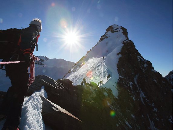 La pointe Dufour, qui culmine à 4634 mètres d'altitude, est le plus haut sommet de Suisse,  (archives). © KEYSTONE/OLIVIER MAIRE