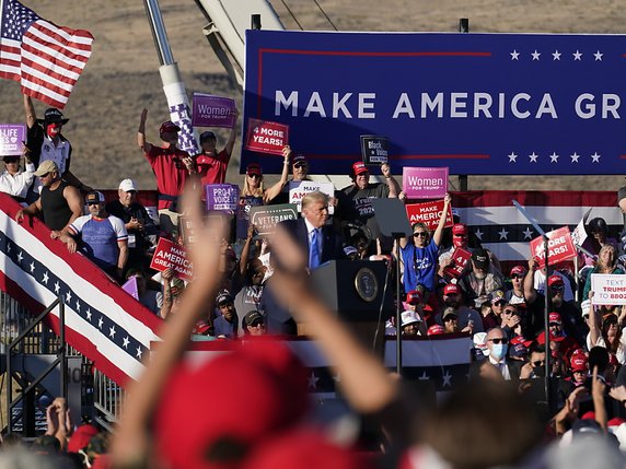Donald Trump s'est notamment rendu dimanche à Carson City, dans le Nevada. © KEYSTONE/AP/Alex Brandon