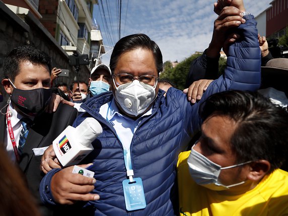 Luis Arce estime que la Bolivie a "renoué avec la démocratie" (archives). © KEYSTONE/AP/Juan Karita