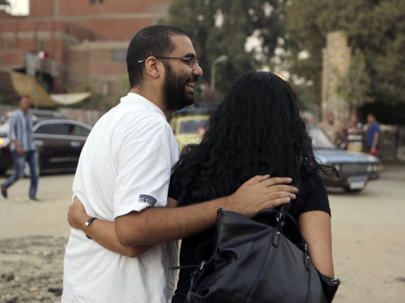 Alaa Abdel-Fattah et son épouse après sa libération