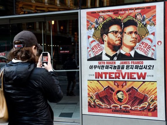 L'affiche du film controversé dans un cinéma de New York.
