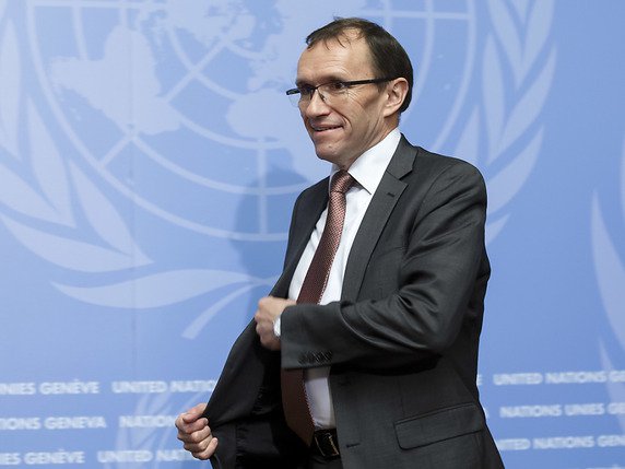 L'émissaire de l'ONU Espen Barth Eide est satisfait de l'avancée des discussions sur Chypre à Genève. © KEYSTONE/SALVATORE DI NOLFI