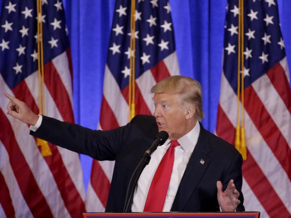 Donald Trump mercredi à New York pour sa première conférence de presse depuis cinq mois. © Keystone/AP/SETH WENIG