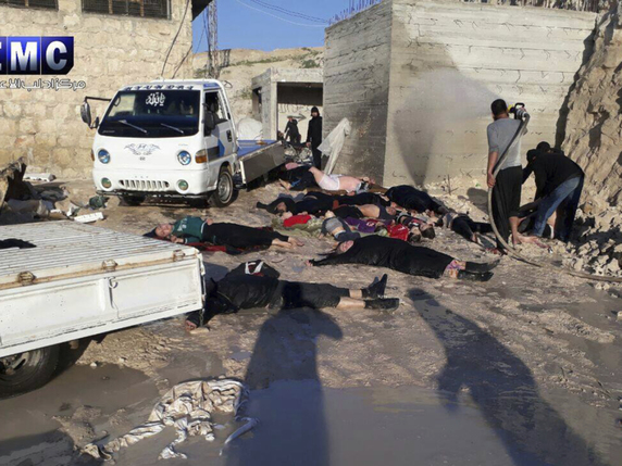 L'attaque de Khan Cheikhoun avait fait plus de 80 morts (archives). © KEYSTONE/AP Edlib Media Center/UNCREDITED