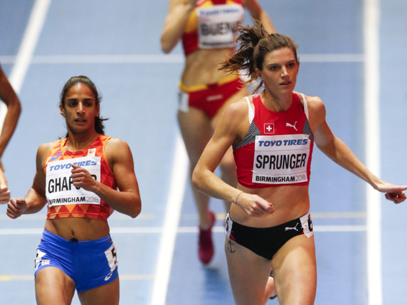 Lea Sprunger a remporté sa série qualificative du 400 m. © KEYSTONE/AP/ALASTAIR GRANT