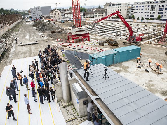 Le Quartier des Halles comptera près de 50'000 m2 de surface brute de plancher. © KEYSTONE/PATRICK HUERLIMANN