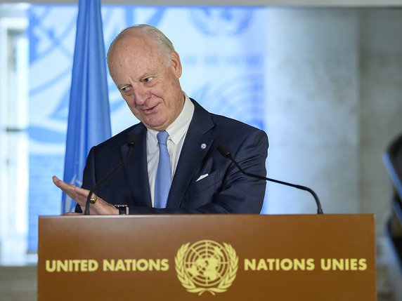 L'émissaire de l'ONU sur la Syrie Staffan de Mistura étend ses consultations pour aboutir prochainement à un Comité constitutionnel sur ce pays. © KEYSTONE/MARTIAL TREZZINI