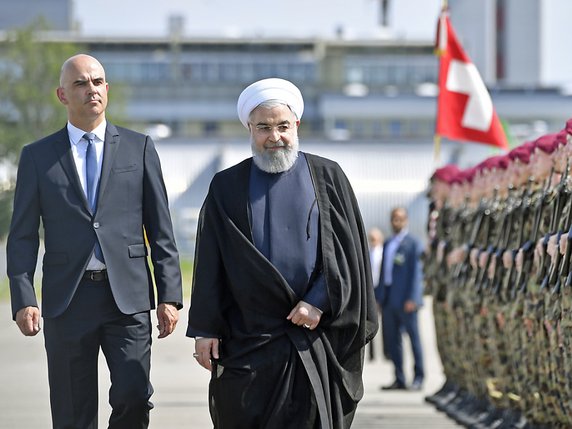 Le président Alain Berset a accueilli Hassan Rohani à Zurich. © KEYSTONE/AP Keystone/WALTER BIERI