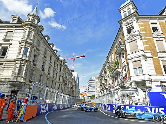Le Grand-Prix de Zurich de Formule E s'est déroulé le 10 juin dernier en pleine ville, dans le quartier d'Enge (archives) © KEYSTONE/WALTER BIERI