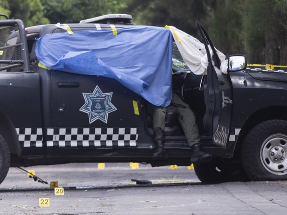 Aucun policier n'a survécu à l'attaque de leur véhicule à Guadalajara. © KEYSTONE/EPA EFE/FRANCISCO GUASCO