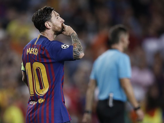 Lionel Messi auteur d'un triplé contre le PSV Eindhoven © KEYSTONE/AP/MANU FERNANDEZ
