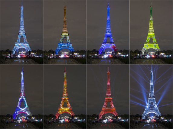 Près de 20 tonnes de tour Eiffel miniatures ont été saisies par la police parisienne. © KEYSTONE/EPA/IAN LANGSDON