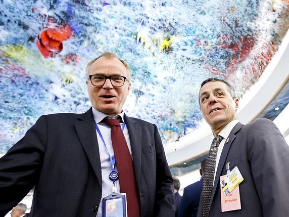 La Suisse de l'ambassadeur Valentin Zellweger et du conseiller fédéral Ignazio Cassis salue l'action de l'émissaire de l'ONU sur la Syrie Staffan de Mistura (archives). © KEYSTONE/SALVATORE DI NOLFI