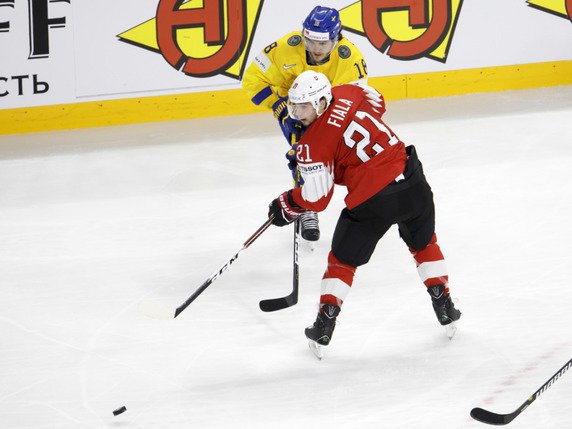 Dennis Everberg était dans l'équipe de Suède championne du monde 2018 contre la Suisse de Kevin Fiala. © KEYSTONE/SALVATORE DI NOLFI