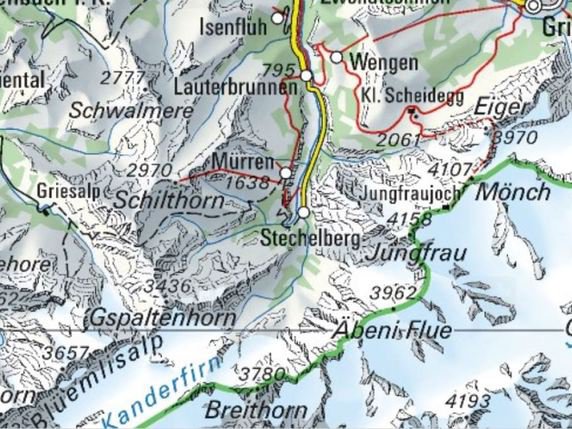 Un Français s'est tué mercredi après-midi dans la vallée de Lauterbrunnen. © Swisstopo