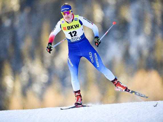 Nadine Faehndrich a pris la 7e place du sprint. © KEYSTONE/GIAN EHRENZELLER
