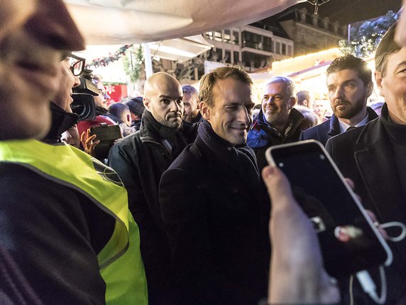 Septante-six pour cent des Français se disent mécontents de l'action du président français Emmanuel Macron (archives). © KEYSTONE/AP/JEAN-FRANCOIS BADIAS