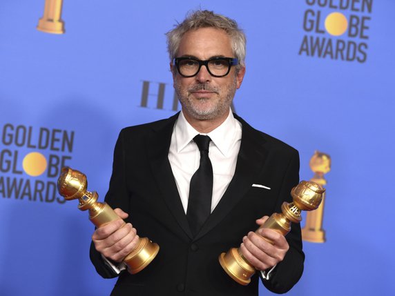 Le Mexicain Alfonso Cuaron a remporté dimanche le prix du meilleur réalisateur pour son film "Roma" lors de la 76e cérémonie des Golden Globes. Le long métrage avait décroché peu avant la récompense dans la catégorie meilleur film en langue étrangère. © KEYSTONE/AP Invision/JORDAN STRAUSS