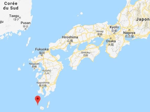 En mai 2015, les quelque 130 habitants de Kuchinoerabu avaient été évacués de cette île de l'extrême sud du Japon après que le niveau d'alerte avait été élevé à 5, le maximum. © GoogleMaps