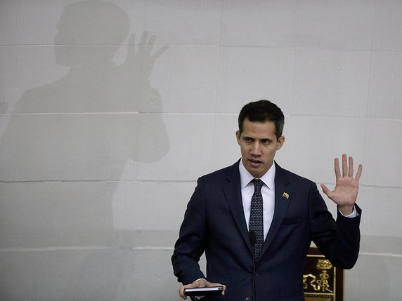 Juan Guaido s'est autoproclamé "président" par intérim du Venezuela avec le soutien des États-Unis (archives). © KEYSTONE/AP/FERNANDO LLANO