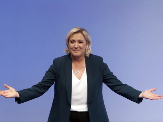 Le groupe eurosceptique ENL (Europe des Nations et des Libertés), auquel participe actuellement le parti de Marine Le Pen, serait l'un des grands gagnants des élections européennes (archives). © KEYSTONE/AP/CHRISTOPHE ENA