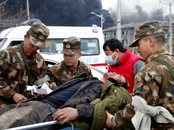 L'explosion s'est produite à 14h48, heure locale, dans l'usine Tianjiayi Chemical, à Yancheng dans le Jiangsu. © KEYSTONE/EPA FEATURECHINA/STRINGER