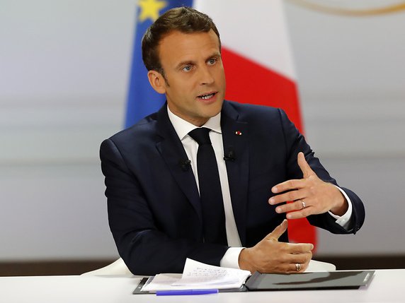 Emmanuel Macron s'exprime en conférence de presse, organisée à l'issue du grand débat national. © KEYSTONE/AP/MICHEL EULER