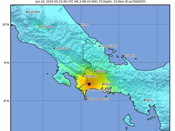 Le séisme s'est produit à la frontière entre le Panama et le Costa Rica. Aucune victime n'était signalée dans l'immédiat. © KEYSTONE/EPA USGS/UNITED STATES GEOLOGICAL SURVEY