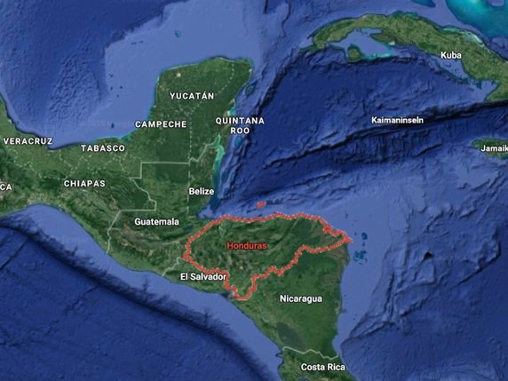 Le naufrage du navire de pêche a eu lieu au large de la côte caraïbe du Honduras. © Google Maps