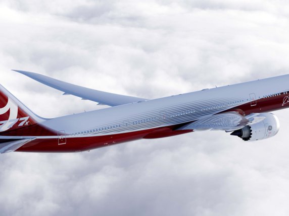 Le premier vol d'essai du Boeing 777X (vue d'artiste) était prévu en 2020, avant l'incident (archives). © KEYSTONE/AP The Boeing Co./BOEING GRAPHIC