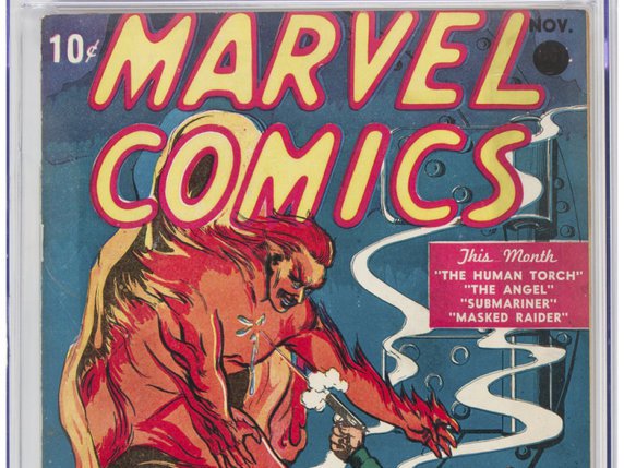 Cet exemplaire du N°1 de "Marvel Comics", qui est en très bon état, coûtait 10 cents en 1939. Acquis jeudi pour 1,26 million de dollars, il devient le comics Marvel le plus cher à être vendu aux enchères. © KEYSTONE/AP Heritage Auctions