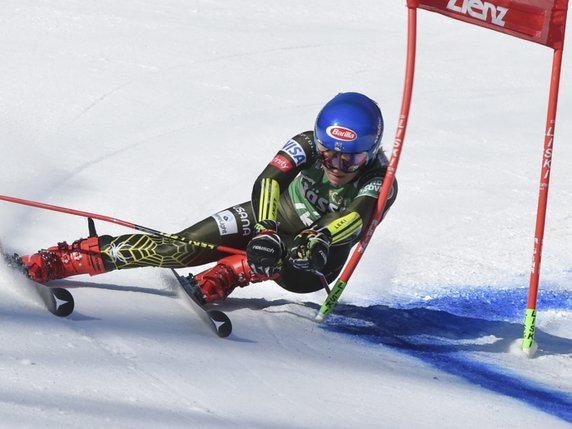 Mikaela Shiffrin a signé le 1er chrono de la 1re manche à Lienz © KEYSTONE/AP/BL