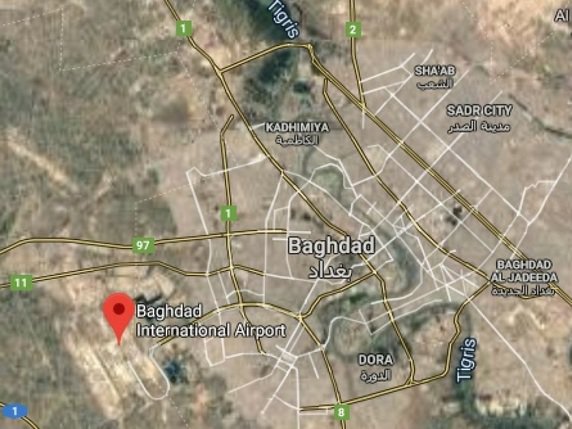 L'aéroport international de Bagdad se touve à l'ouest de la ville © Google Maps