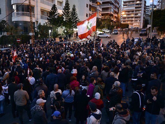 Les manifestants se sont notamment rassemblés à Beyrouth. © KEYSTONE/EPA/WH moa