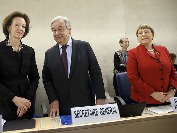 Le secrétaire général de l'ONU Antonio Guterres a cherché à répondre aux critiques sur son manque de résolution en lançant à Genève un appel à l'action sur les droits de l'homme. © KEYSTONE/SALVATORE DI NOLFI