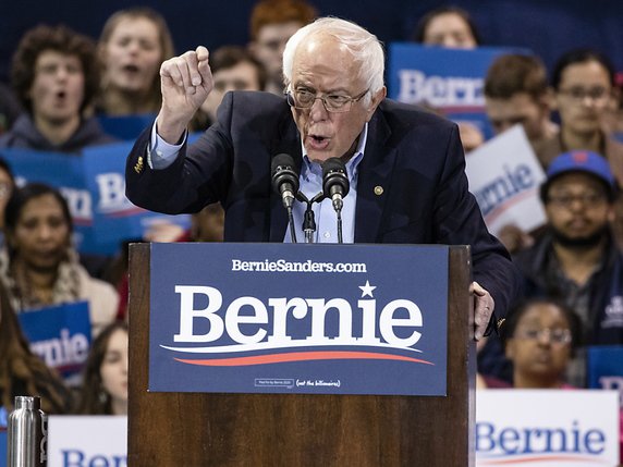 Bernie Sanders est devenu le super-favori des primaires après un démarrage en fanfare. © KEYSTONE/EPA/SAMUEL CORUM