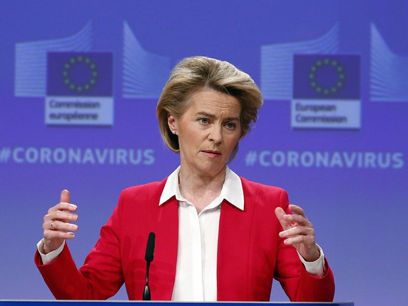 Ursula von der Leyen est confiante: l'UE se relèvera plus forte après la crise © KEYSTONE/EPA/FRANCOIS LENOIR / POOL