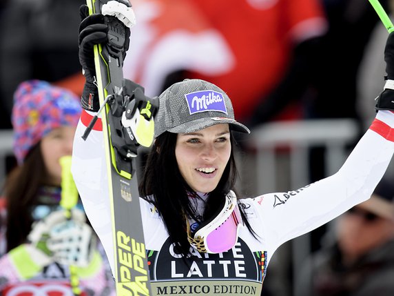 Anna Veith: l'une des plus  belles ambassadrices du ski autrichien. © KEYSTONE/JEAN-CHRISTOPHE BOTT