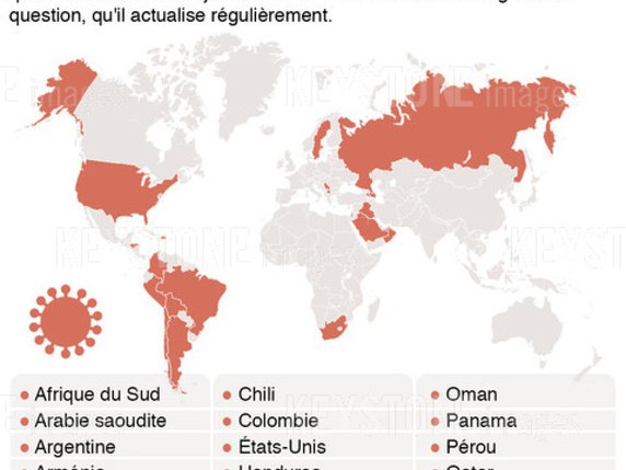 La Suisse a listé une trentaine de pays comme régions à risque du point de vue du coronavirus (archives). © KEYSTONE/CHRISTIAN SPRANG